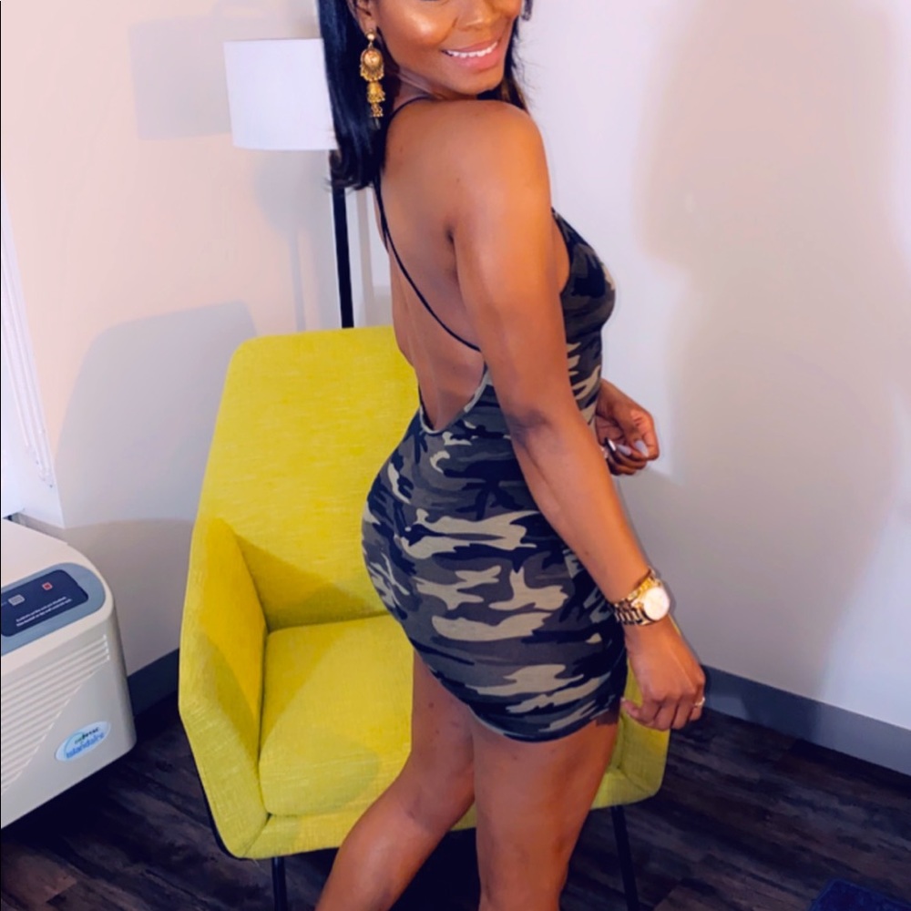 Camouflage cross back romper